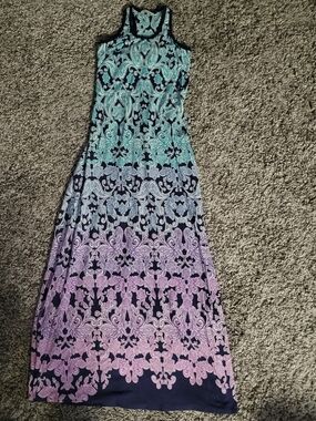 Athleta Racerback Maxi Dress XS built in bra, W 2 Pockets